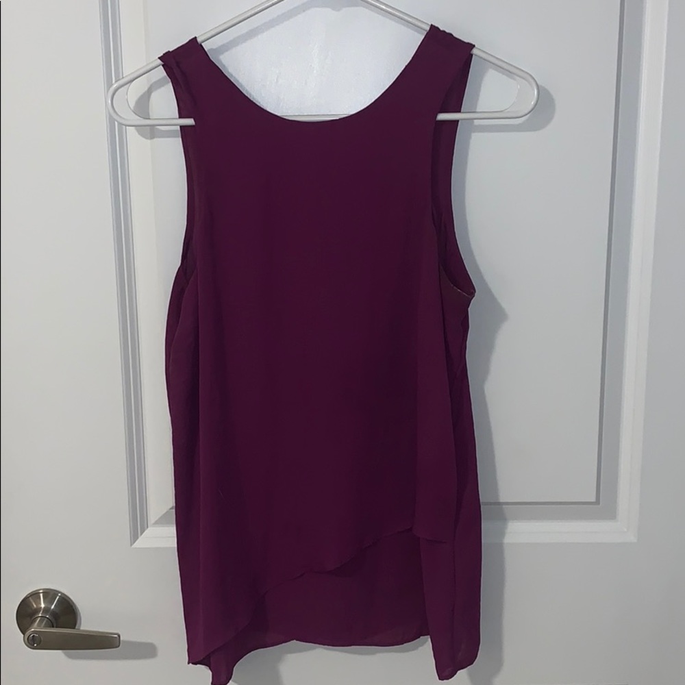 Purple blouse with zipper detail in the back
